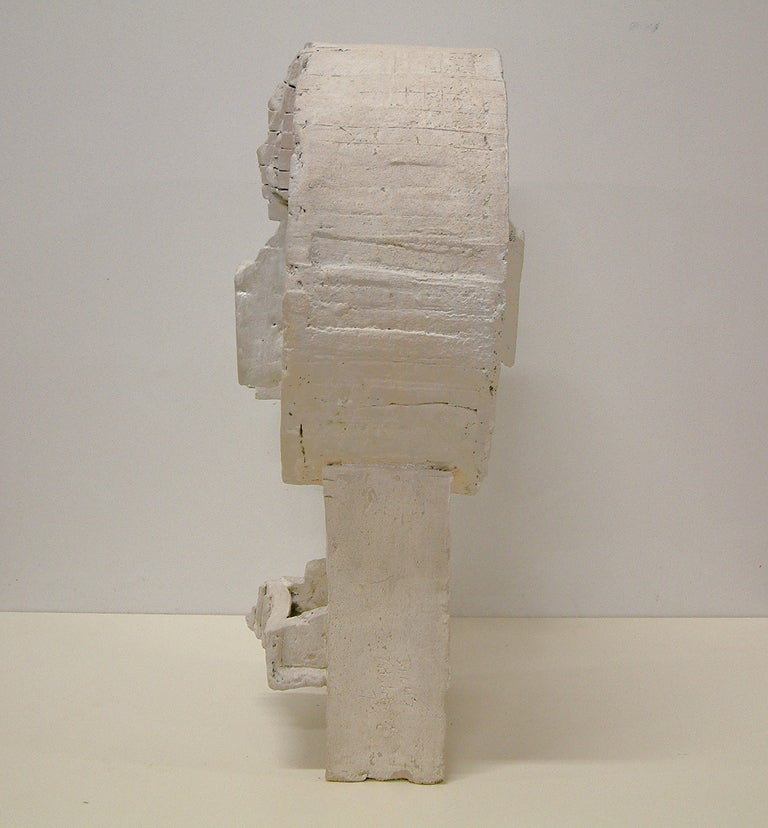 A monumental ceramic sculpture with a white polychromed finish over a grogged clay surface.  Dennis Gallagher's work has been exhibited extensively throughout the United States and abroad since the 1970's.  This piece was exhibited in the Sculptural